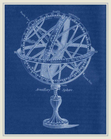 Armillary Sphere I White Modern Wood Framed Art Print with Double Matting by Vision Studio