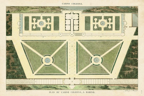 Plan du Casino Colonna, A Marino Black Ornate Wood Framed Art Print with Double Matting by Bonnard