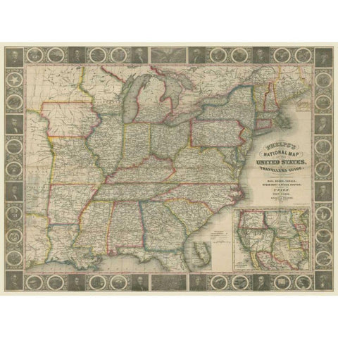 Travellers Guide to the US Black Modern Wood Framed Art Print with Double Matting by Atwood, J.M.