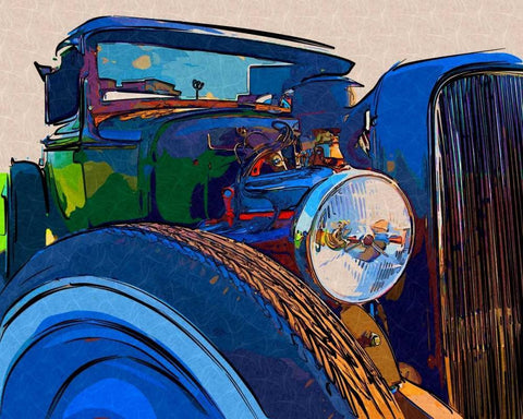 Classic Cruisin I Black Ornate Wood Framed Art Print with Double Matting by Head, Danny