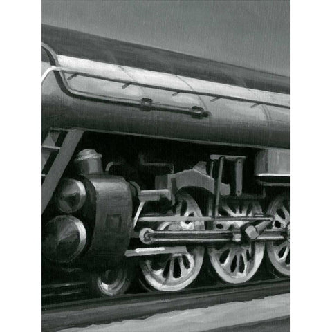 Vintage Locomotive II Black Modern Wood Framed Art Print with Double Matting by Harper, Ethan