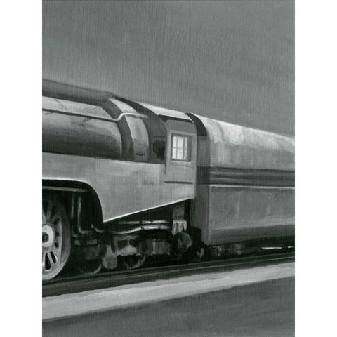 Vintage Locomotive III Black Modern Wood Framed Art Print with Double Matting by Harper, Ethan