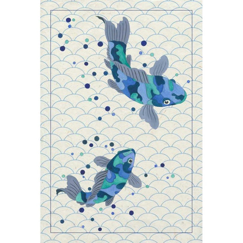 Playful Koi I White Modern Wood Framed Art Print by Bryant, Rebecca