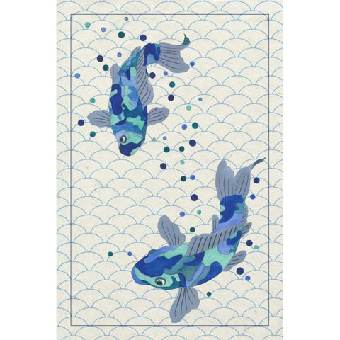 Playful Koi II Gold Ornate Wood Framed Art Print with Double Matting by Bryant, Rebecca