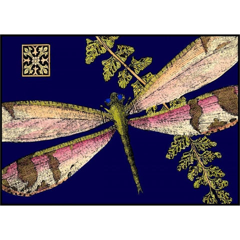 Mini Shimmering Dragonfly II Black Modern Wood Framed Art Print with Double Matting by Vision Studio