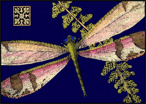 Mini Shimmering Dragonfly II Black Ornate Wood Framed Art Print with Double Matting by Vision Studio