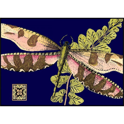 Mini Shimmering Dragonfly IV Gold Ornate Wood Framed Art Print with Double Matting by Vision Studio