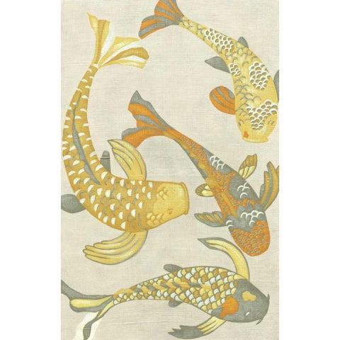 Golden Koi I Gold Ornate Wood Framed Art Print with Double Matting by Zarris, Chariklia