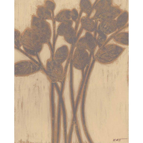 Gilded Grey Leaves I Gold Ornate Wood Framed Art Print with Double Matting by Wyatt Jr., Norman