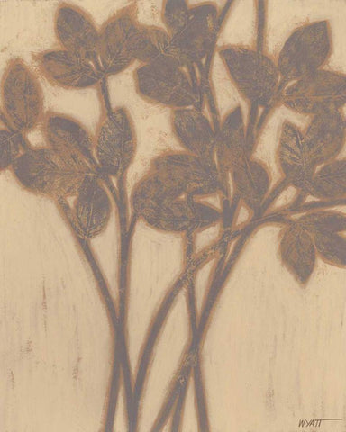 Gilded Grey Leaves II Black Ornate Wood Framed Art Print with Double Matting by Wyatt Jr., Norman