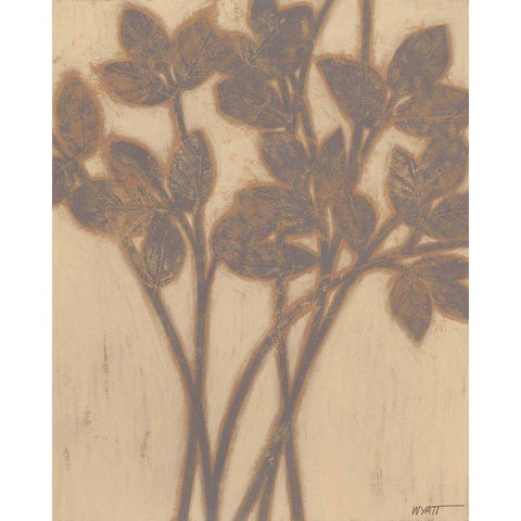 Gilded Grey Leaves II Black Modern Wood Framed Art Print by Wyatt Jr., Norman