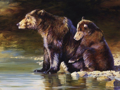 Small Mother Love (ASH) Black Ornate Wood Framed Art Print with Double Matting by Chapman, Julie T.