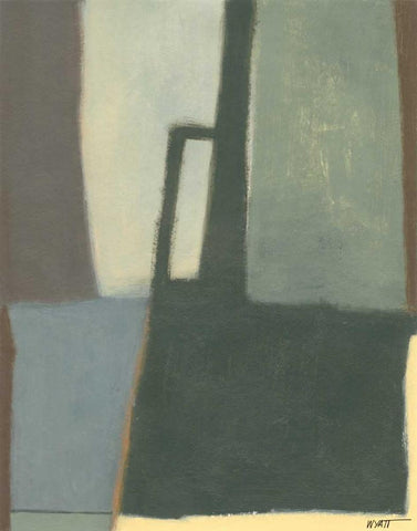 Jade Falls II White Modern Wood Framed Art Print with Double Matting by Wyatt Jr., Norman