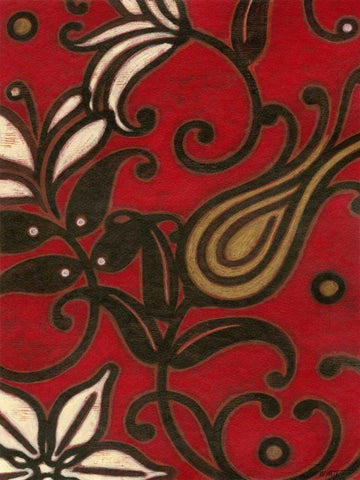 Scarlet Textile I Black Ornate Wood Framed Art Print with Double Matting by Wyatt Jr., Norman
