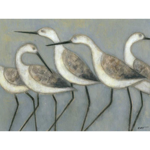 Shore Birds I White Modern Wood Framed Art Print by Wyatt Jr., Norman