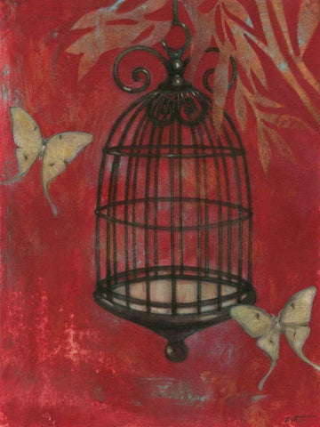 Asian Bird Cage I Black Ornate Wood Framed Art Print with Double Matting by Wyatt Jr., Norman