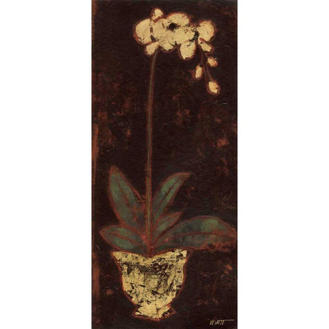 Gilded Orchid I Black Modern Wood Framed Art Print with Double Matting by Wyatt Jr., Norman