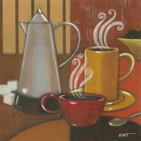 Another Cup II Black Modern Wood Framed Art Print with Double Matting by Wyatt Jr., Norman