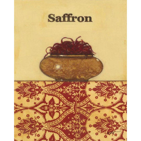 Exotic Spices - Saffron White Modern Wood Framed Art Print by Wyatt Jr., Norman