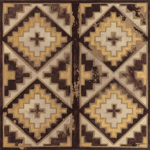 Antique Mudcloth IV White Modern Wood Framed Art Print with Double Matting by Wyatt Jr., Norman