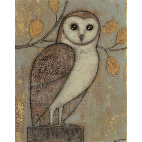 Ornate Owl I White Modern Wood Framed Art Print by Wyatt Jr., Norman