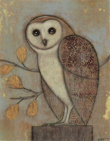 Ornate Owl II Black Ornate Wood Framed Art Print with Double Matting by Wyatt Jr., Norman