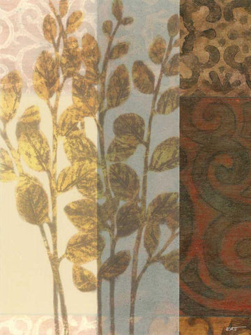 Tapestry with Leaves I Black Ornate Wood Framed Art Print with Double Matting by Wyatt Jr., Norman