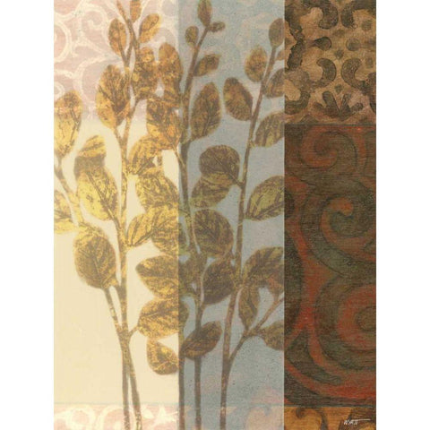 Tapestry with Leaves I Black Modern Wood Framed Art Print by Wyatt Jr., Norman