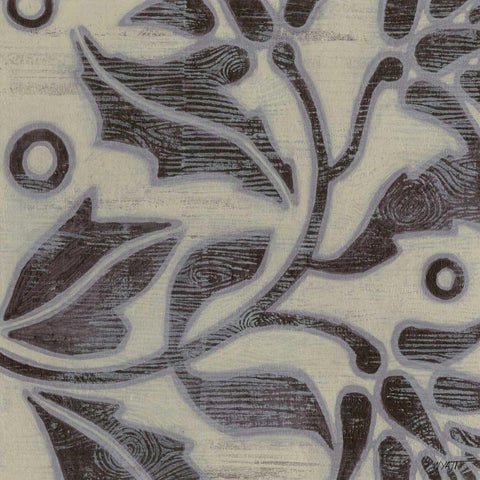 Iris Woodcut II Black Ornate Wood Framed Art Print with Double Matting by Wyatt Jr., Norman