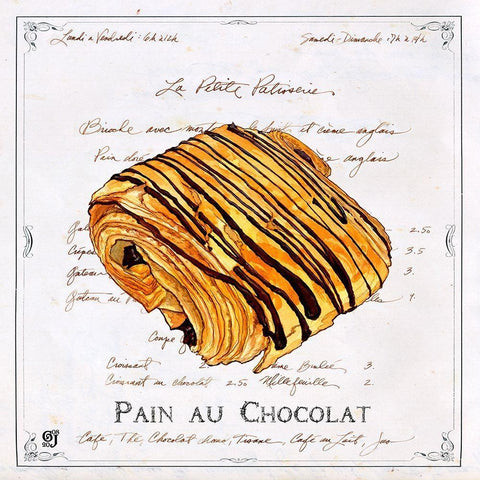 Pain au Chocolat Black Ornate Wood Framed Art Print with Double Matting by Joyner, Ginny