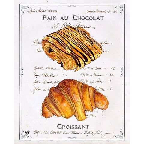 Pain au Chocolat et Croissant Black Modern Wood Framed Art Print by Joyner, Ginny