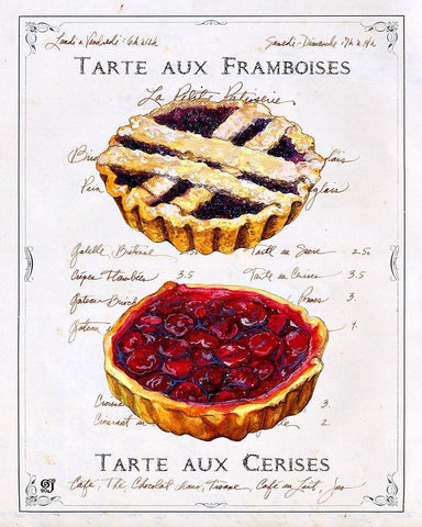 Tartes aux Cerises et Framboises White Modern Wood Framed Art Print with Double Matting by Joyner, Ginny