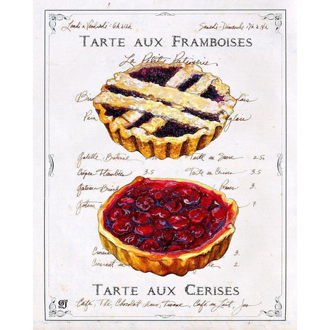 Tartes aux Cerises et Framboises Gold Ornate Wood Framed Art Print with Double Matting by Joyner, Ginny