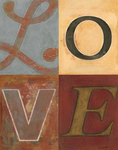 Love White Modern Wood Framed Art Print with Double Matting by Wyatt Jr., Norman