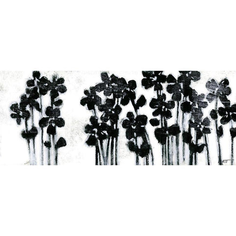 Black Flowers on White I Black Modern Wood Framed Art Print by Wyatt Jr., Norman