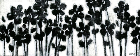 Black Flowers on White II White Modern Wood Framed Art Print with Double Matting by Wyatt Jr., Norman