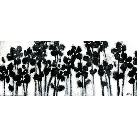 Black Flowers on White II White Modern Wood Framed Art Print by Wyatt Jr., Norman