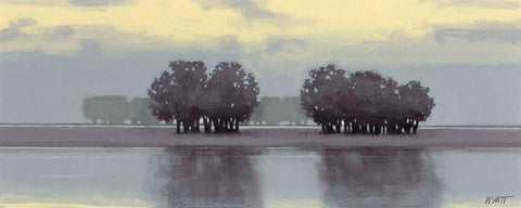 Lake Amethyst II White Modern Wood Framed Art Print with Double Matting by Wyatt Jr., Norman