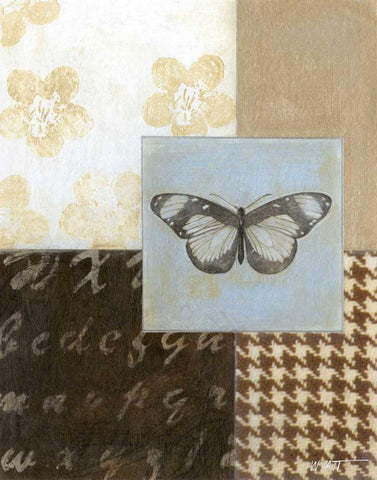 Chic Butterfly I White Modern Wood Framed Art Print with Double Matting by Wyatt Jr., Norman