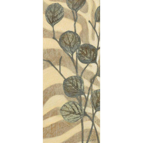 Leaves on Stripes I White Modern Wood Framed Art Print by Wyatt Jr., Norman