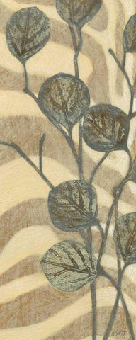 Leaves on Stripes I Black Ornate Wood Framed Art Print with Double Matting by Wyatt Jr., Norman