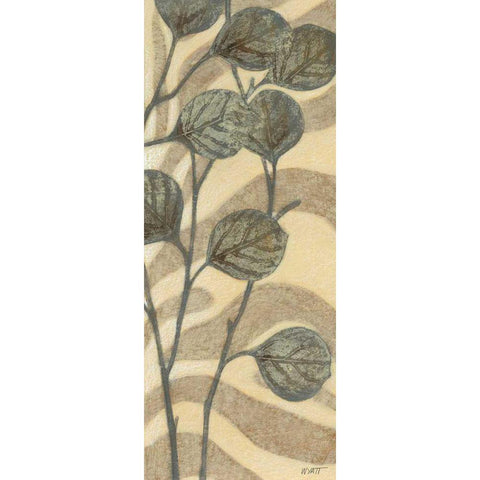 Leaves on Stripes II Gold Ornate Wood Framed Art Print with Double Matting by Wyatt Jr., Norman
