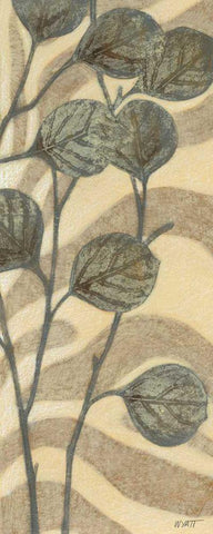 Leaves on Stripes II Black Ornate Wood Framed Art Print with Double Matting by Wyatt Jr., Norman