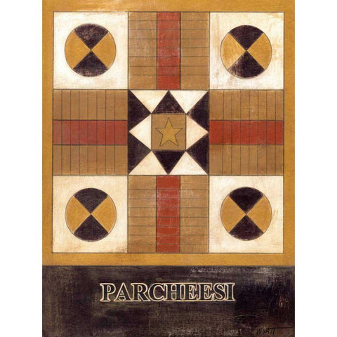 Parcheesi Black Modern Wood Framed Art Print with Double Matting by Wyatt Jr., Norman