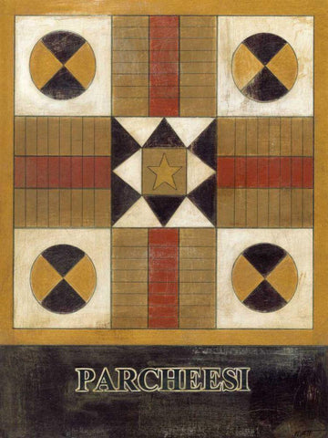Parcheesi Black Ornate Wood Framed Art Print with Double Matting by Wyatt Jr., Norman