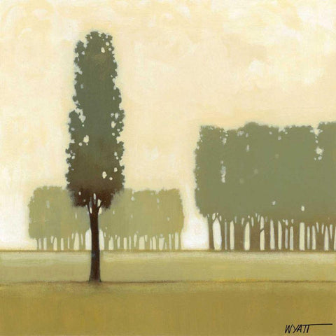 Moss Grove I White Modern Wood Framed Art Print with Double Matting by Wyatt Jr., Norman