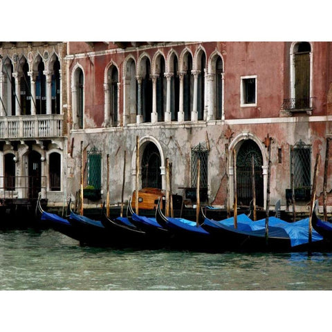 Venice Gondolas II Black Modern Wood Framed Art Print by Perry, Rachel