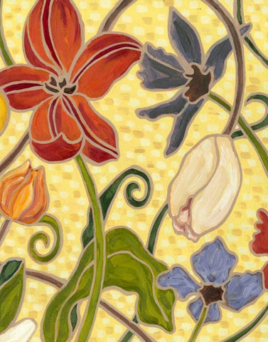 Sunny Garden I White Modern Wood Framed Art Print with Double Matting by Deans, Karen