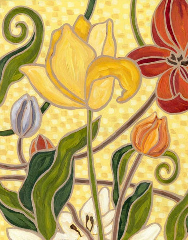 Sunny Garden II White Modern Wood Framed Art Print with Double Matting by Deans, Karen