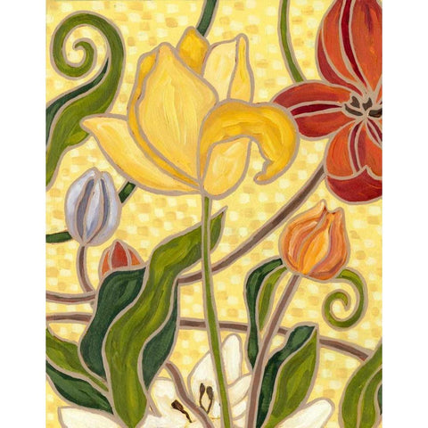 Sunny Garden II Black Modern Wood Framed Art Print by Deans, Karen